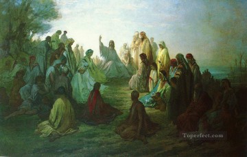 JESÚS PRECHANT SUR LA MONTAGNE pintor Gustave Doré religioso cristiano Pinturas al óleo